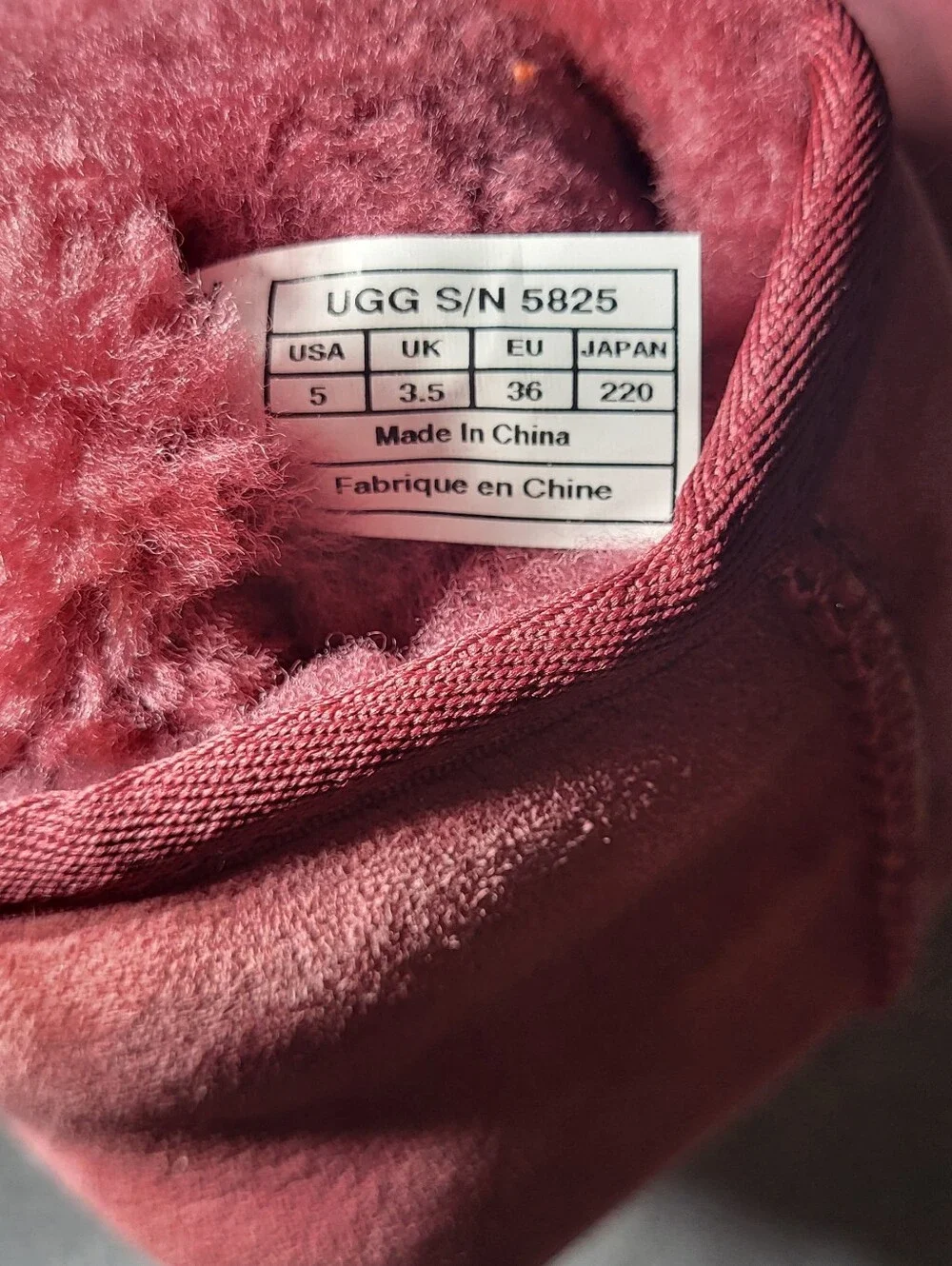 UGG Australia 5825 Pink Sheepskin Lined Mid-Calf Pull On Boots US 5 EU 36